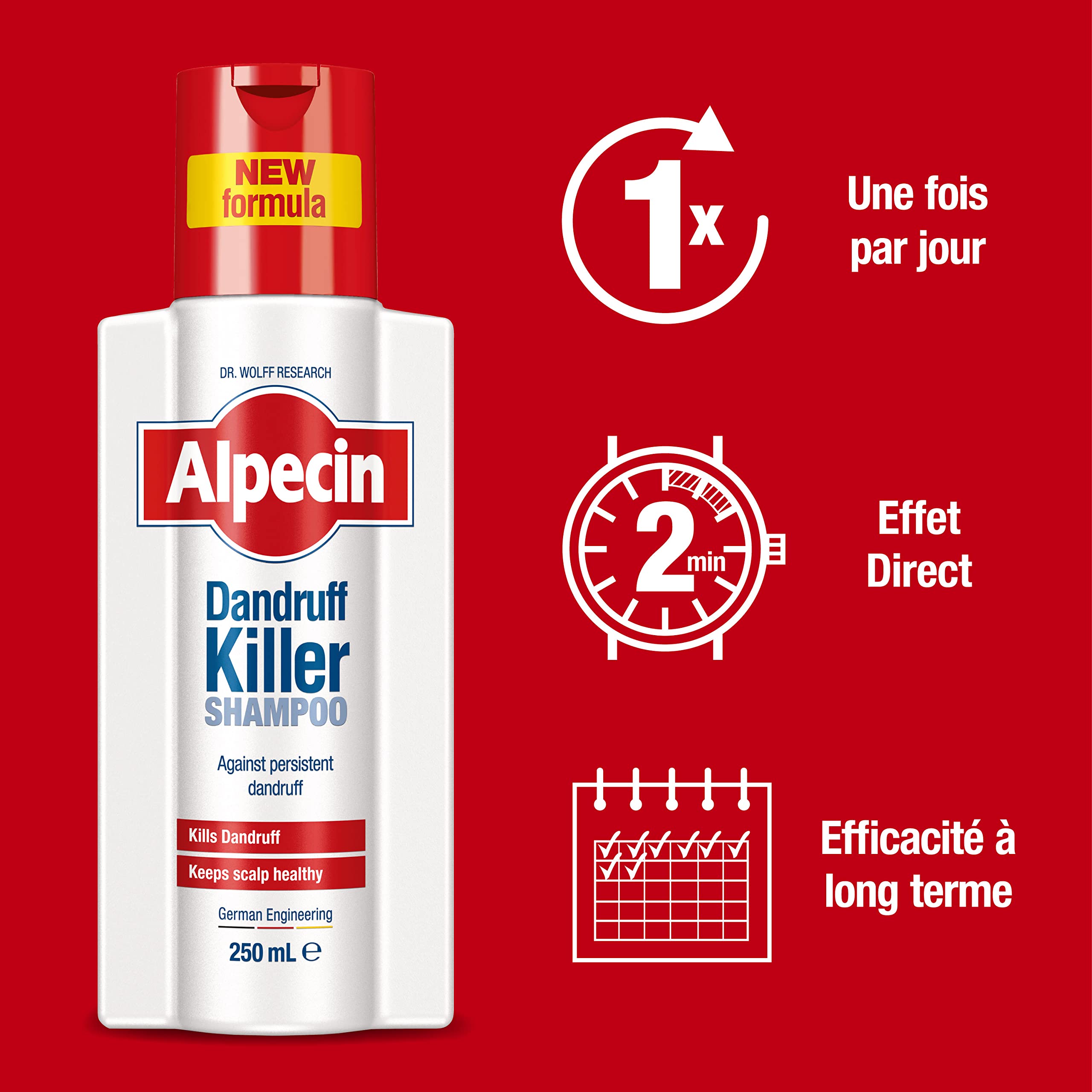 Alpecin Dandruff Killer Shampooing Antipelliculaire 3x 250ml | Enlève et prévient efficacement les pellicules