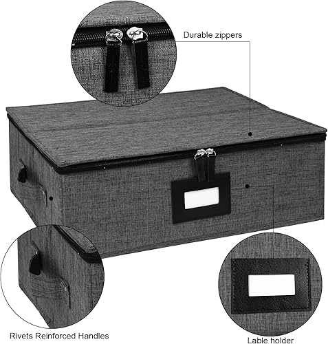 Miniatura 4 de Gowee Contenedores de almacenamiento de China, carcasa dura, estuche de almacenamiento de platos de 17 x 13 x 6 pulgadas para almacenamiento y