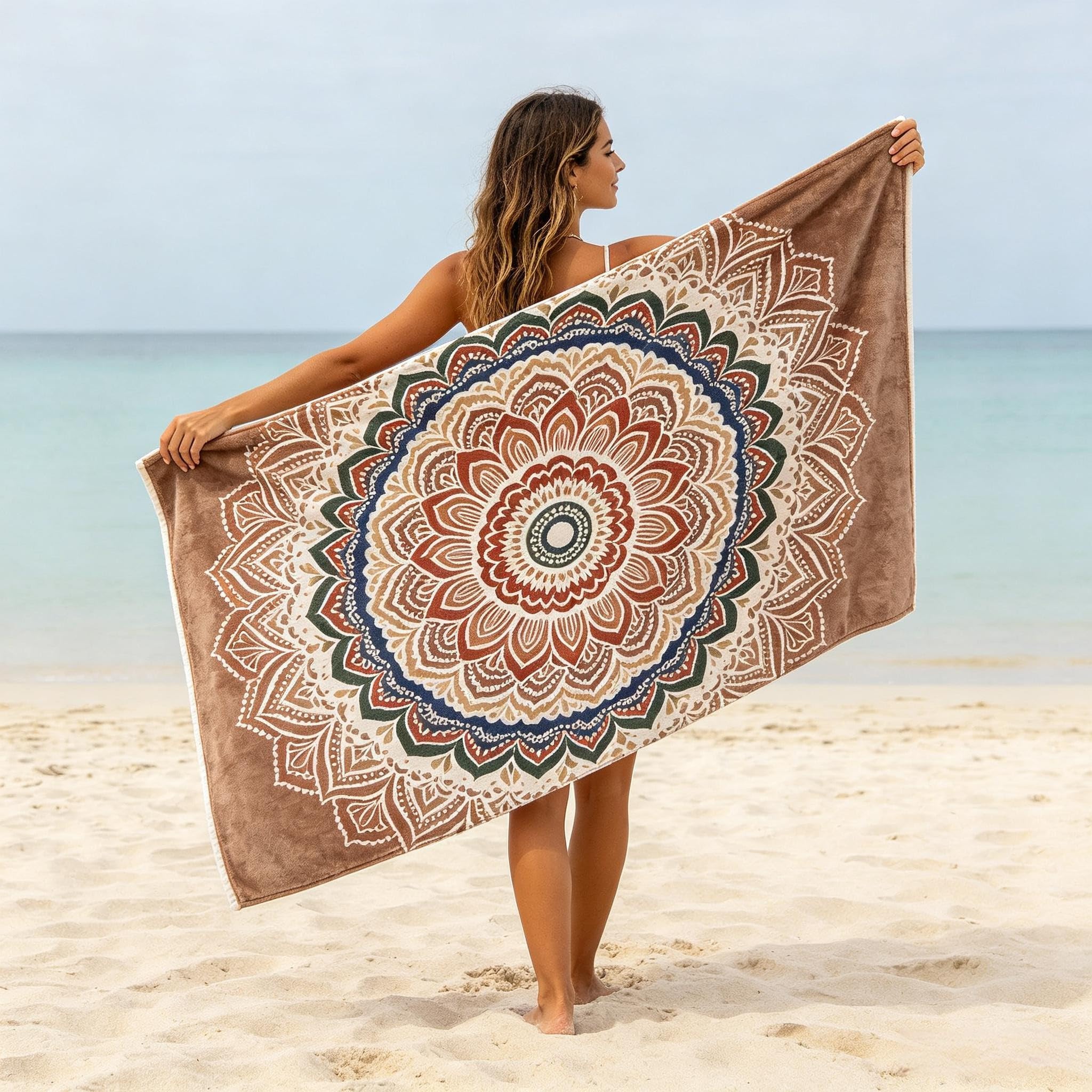 YZQGLHP Microfibre Quick Drying Vintage Mandala Beach Towel 80x180cm