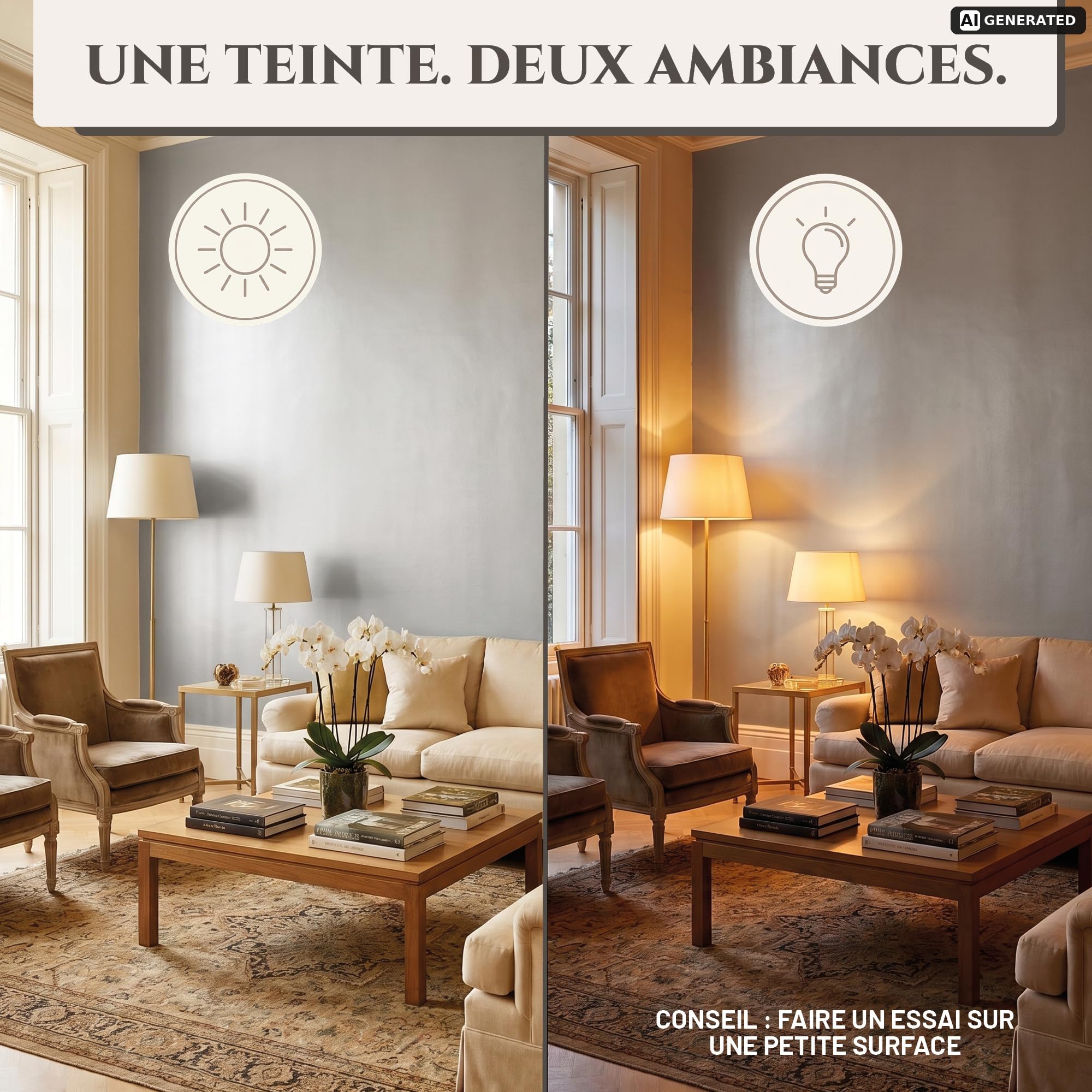 LM Peinture Murale Métallique 2L – Argent – Éclat Métallique Époustouflant pour Intérieurs Élégants, Application Facile, À Base d'Eau, Idéale pour Projets Muraux Créatifs & DIY