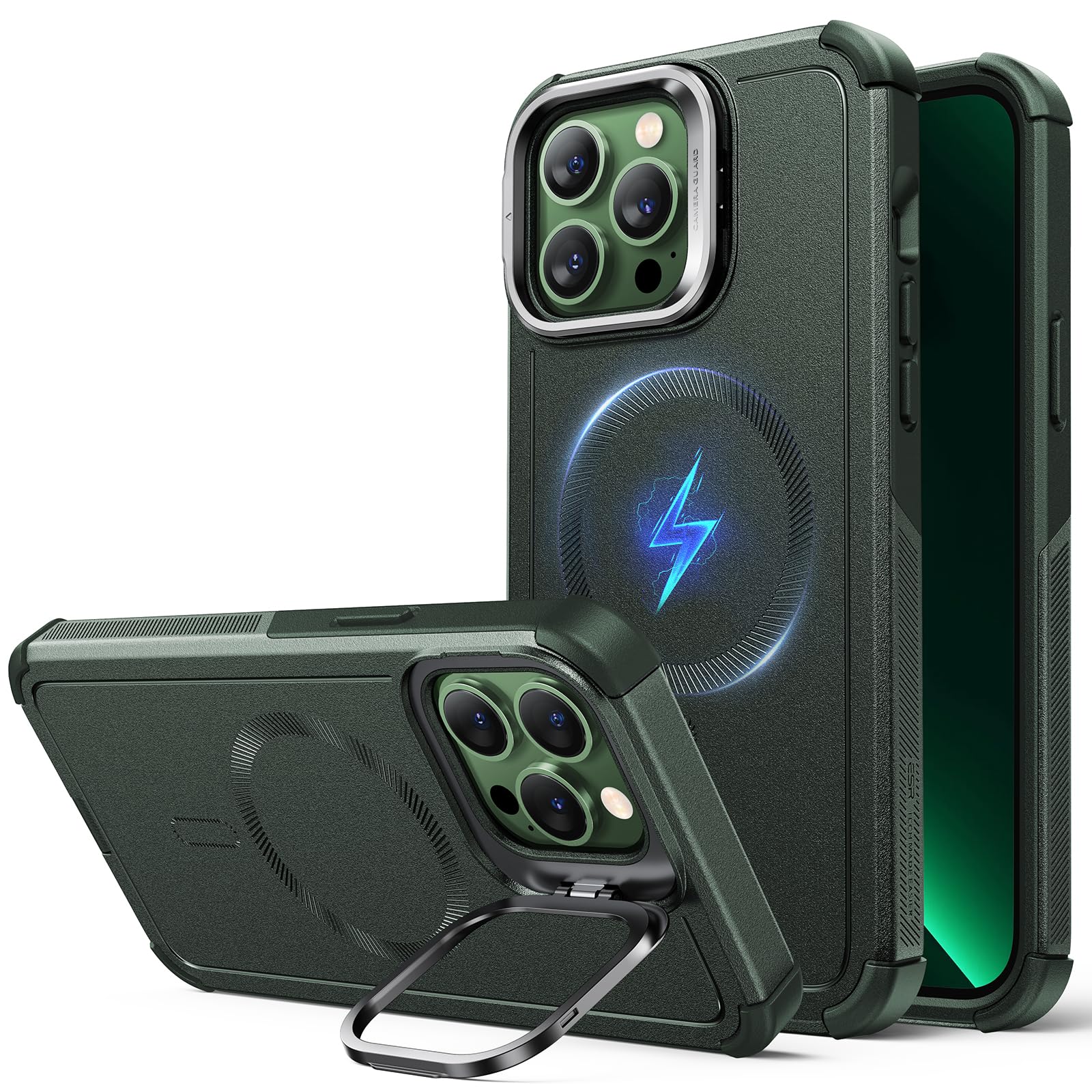 ESR for iPhone 13 Pro Phone Case with Stand, 23ft Military-Grade Drop Protection Heavy Duty Magnetic Phone Case, Compatible with MagSafe Accessories,
