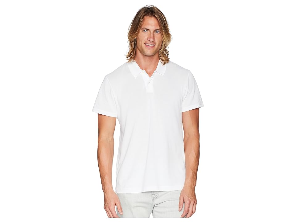 

7 For All Mankind Short Sleeve Pique Polo (Optic White) Men's Short Sleeve Pullover