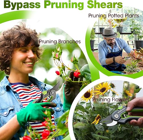 Vista 14 de WORKPRO Tijeras de podar yunque de jardín, tijeras de podar de 8 pulgadas resistentes con mango de diseño ergonómico, herramientas de mano