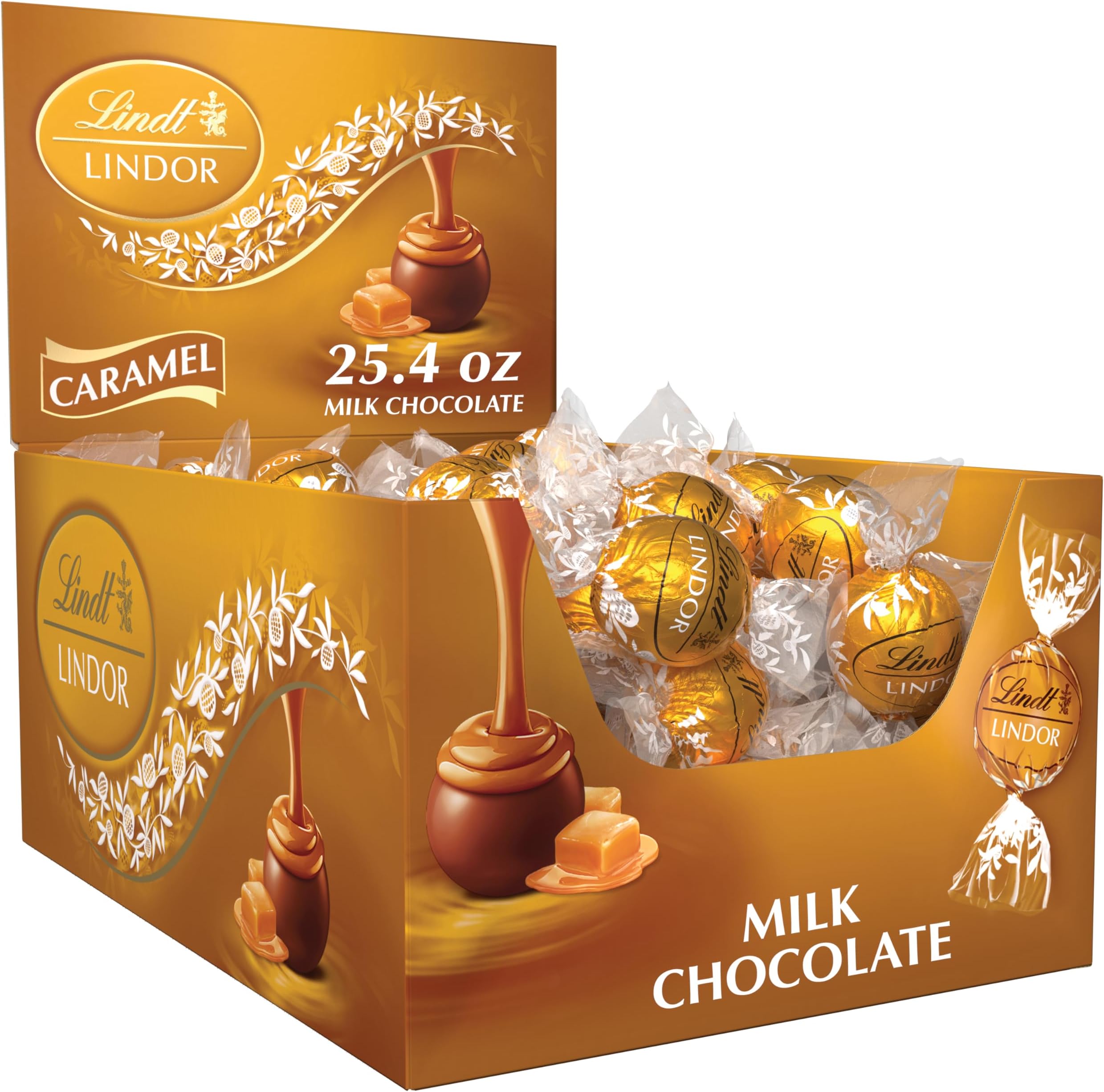 LINDOR Caramel Milk Chocolate Candy Truffles, 25.4 oz., 60 Count Box