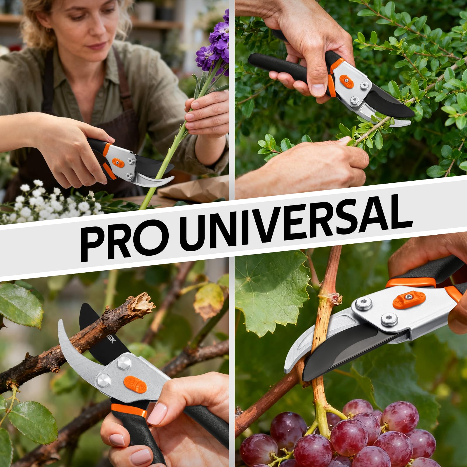 VOTREK® Bypass Garden Secateurs, 8.5" Professional Pruning Shears, Heavy Duty Hand Pruners Gardening Scissor for Fresh Branch Plant Flower Bonsai, 【SK5 Steel Blade】【Ergonomic Handle】【Built-in Spring】 — view 7