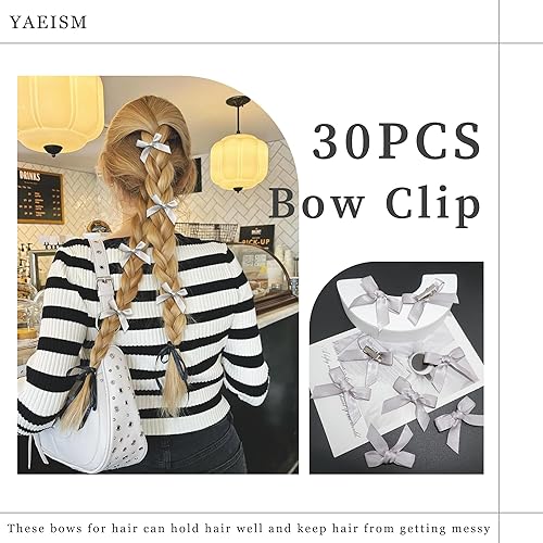 Vista 52 de 30 piezas de pinzas para el cabello con lazo de raso rosa, accesorios para el cabello con lazo de raso mini, lindos lazos para el cabello, barretas
