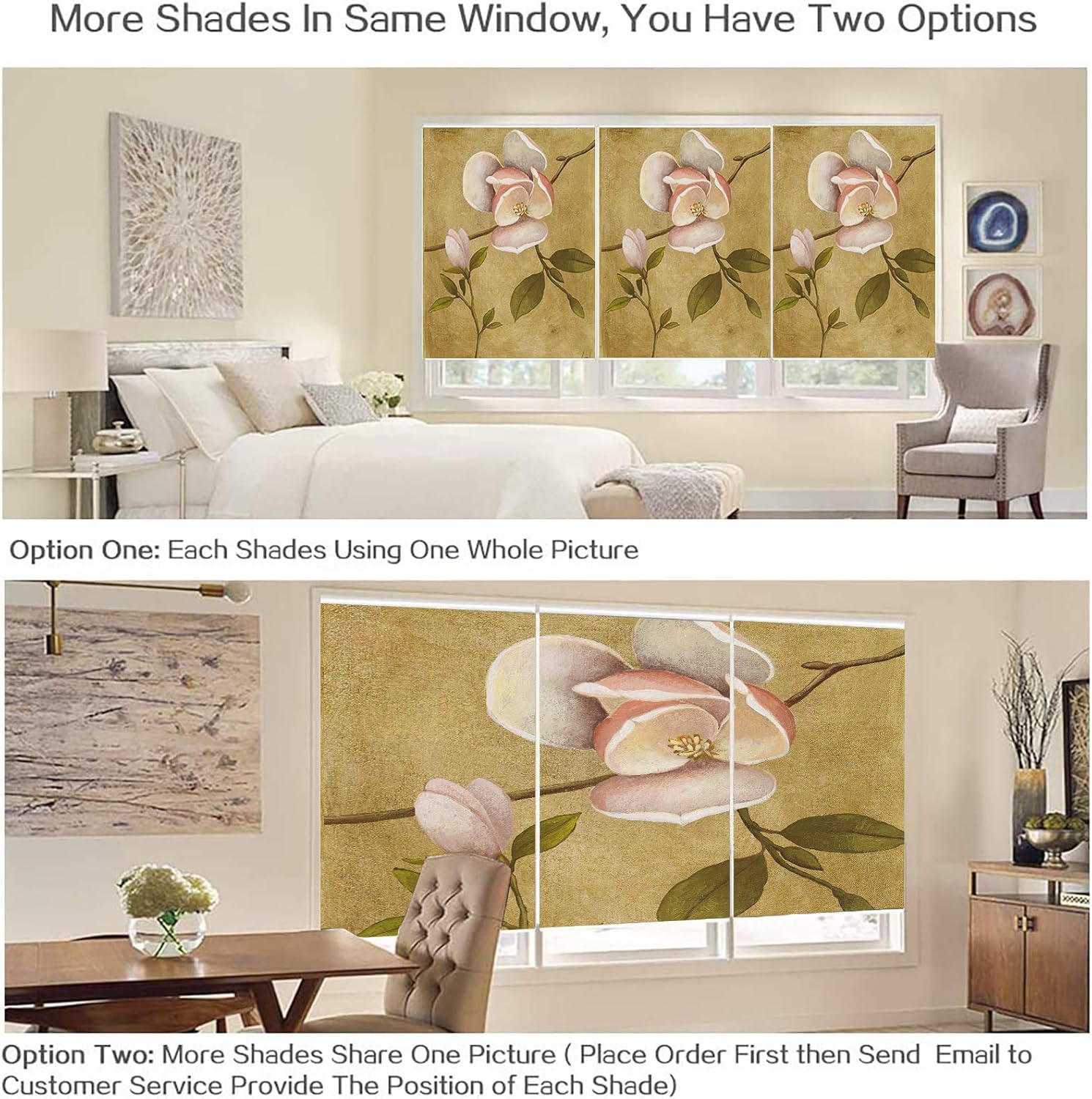 LETAU Blackout Window Shades Blinds, Printed UV Protection Roller Shades Blinds for Home, Door, Restaurant, Hotel