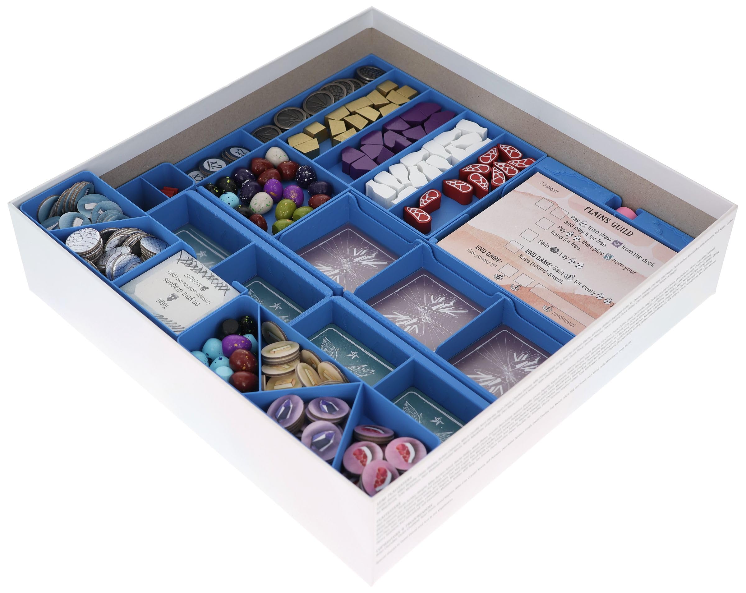 Feldherr Organizer insert compatible with Wyrmspan - sorter inlay and game aid for all components from core game and Upgrade Pack