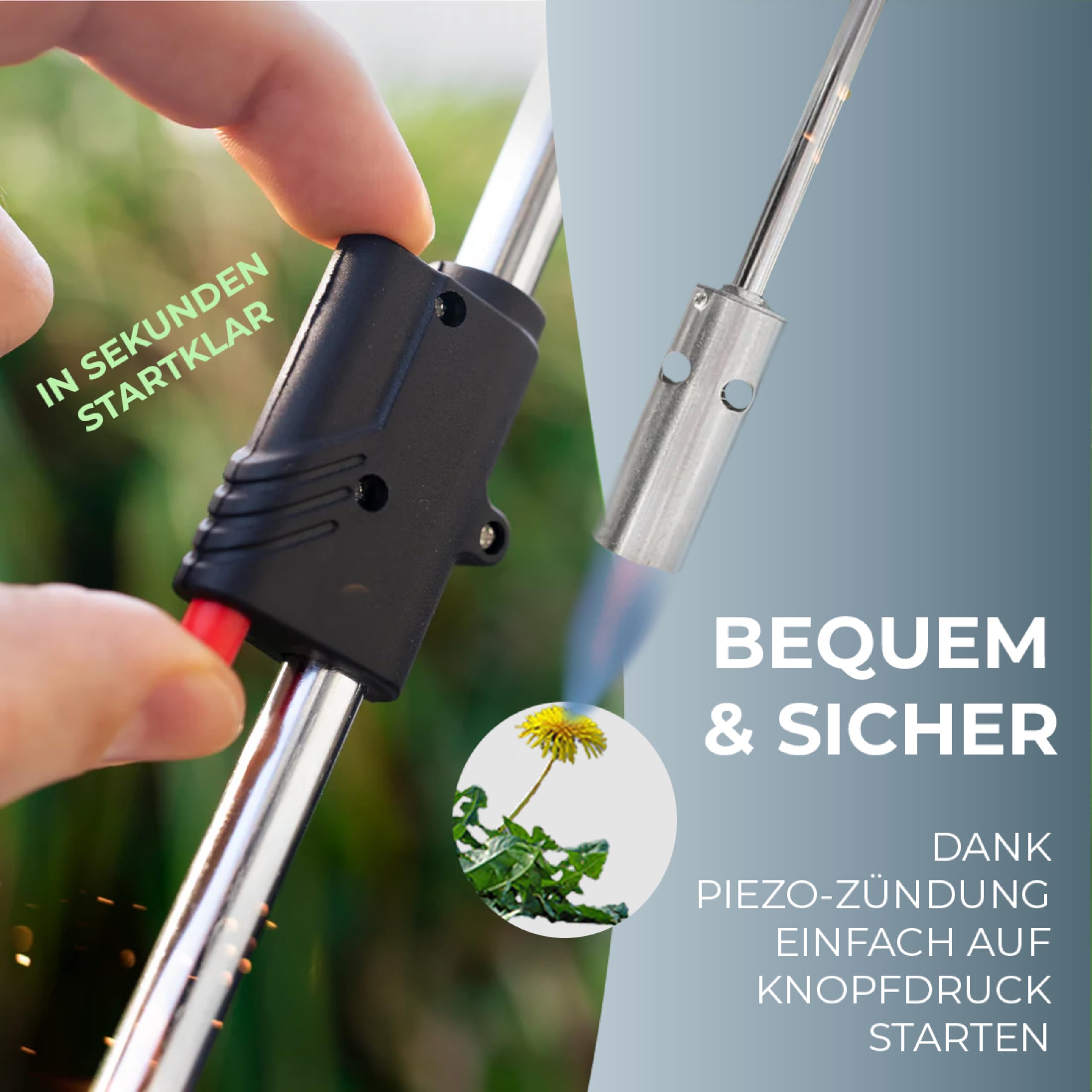 Magnum ®Unkrautbrenner inkl. 4 Gaskartuschen - stabiler Unkrautvernichter mit Piezozündung stufenlos regulierbar – Unkrautentferner Gerät mit ergonomischen Griff