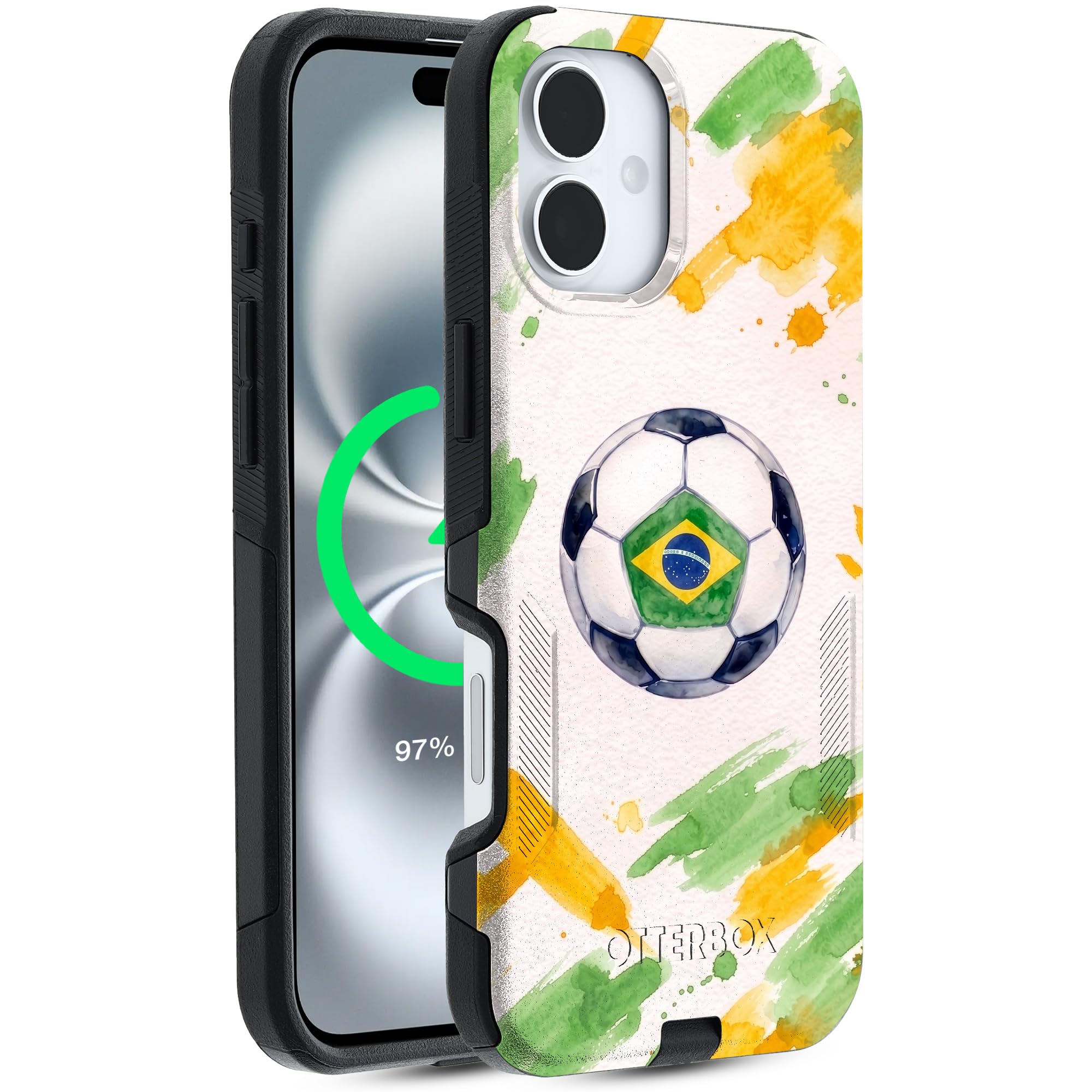 OtterBox MagSafe iPhone 16 Case, Soccer Brazil Design - Shockproof