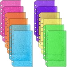 NatSumeBasics 12 Colorful A6 Binder Pockets Zipless Cash Envelopes