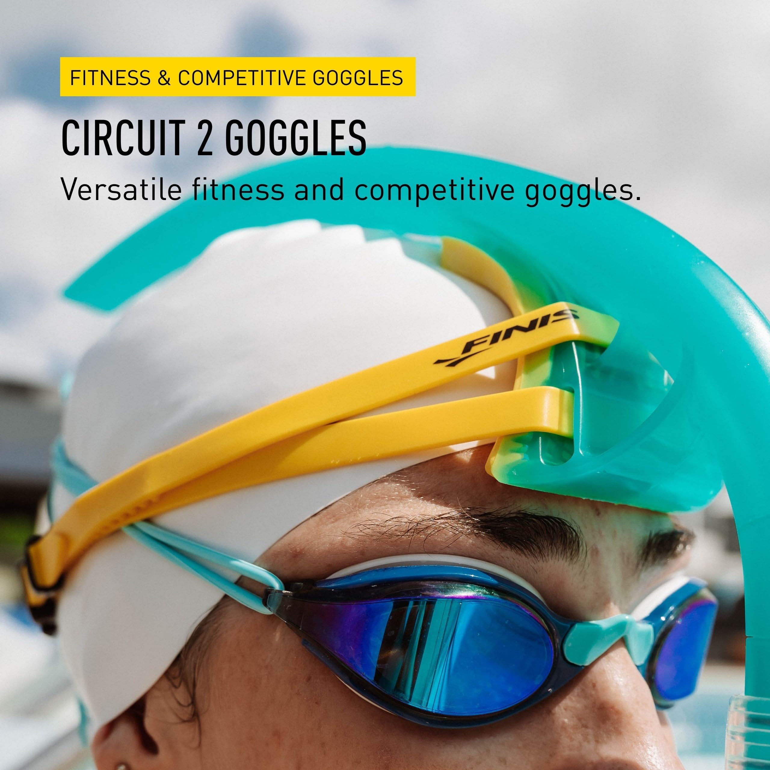 FINIS Circuit 2 Swim Goggles, Mirrored Lenses, Comfortable, Blue