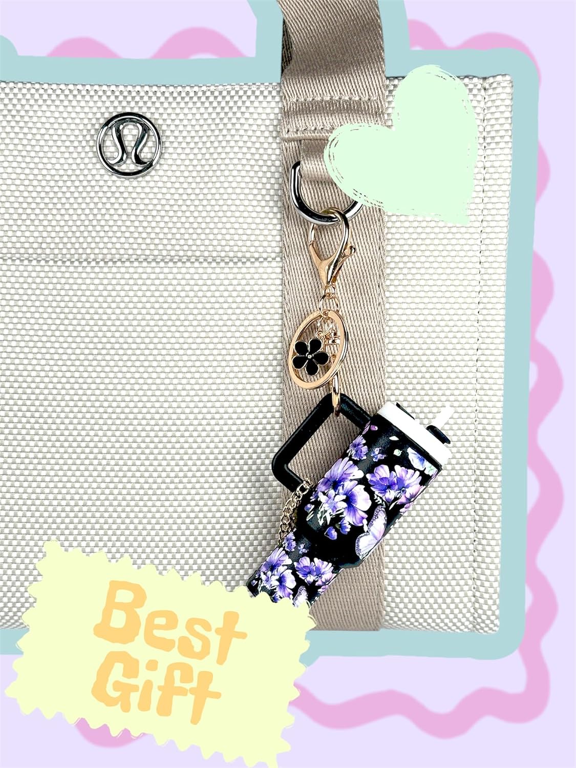Mini Tumbler Keychain Accessories for Stanley Cup, 2 Way Cute Charms Chapstick Lip Balm Holder for Women Purse Handbag
