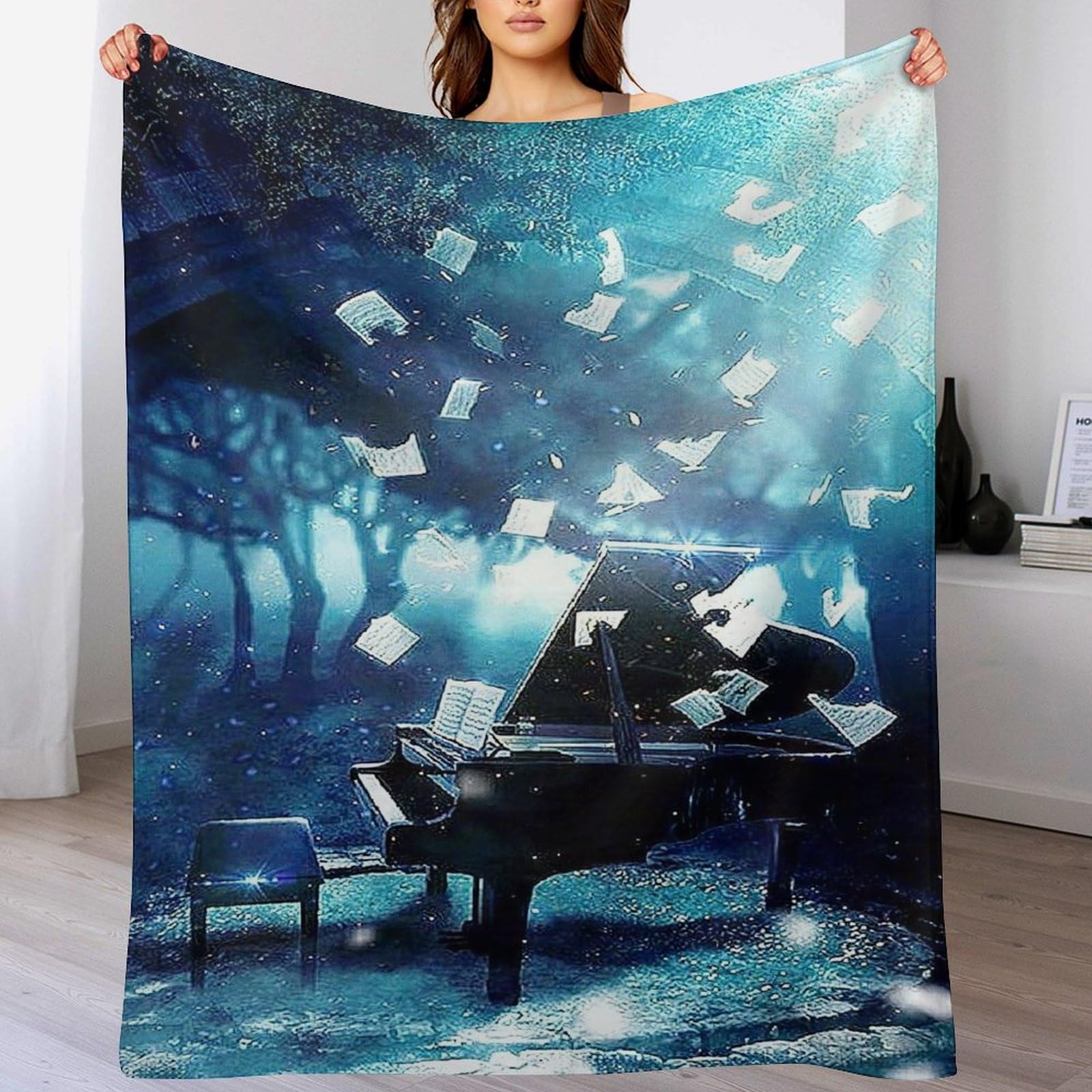 Couverture piano douce plaid canapé idéal pour vos soirées cinéma