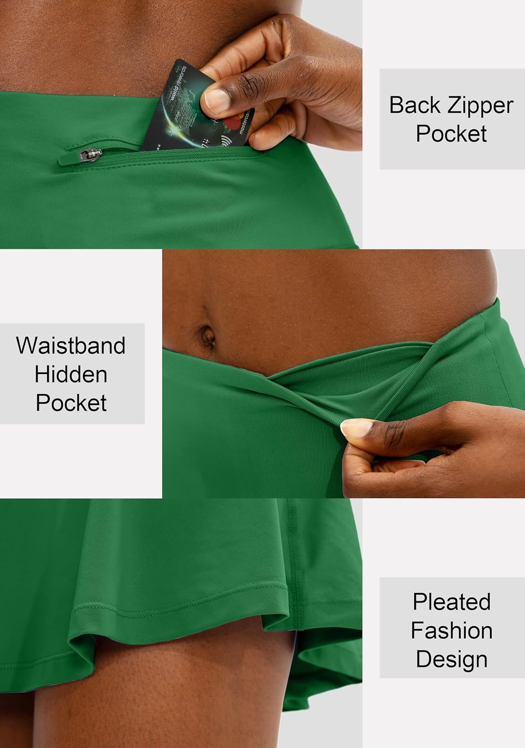SANTINY Pleated Tennis Skirt for Women with 4 Pockets Women's High Waisted Athletic Golf Skorts Skirts for Running Casual thumbnail