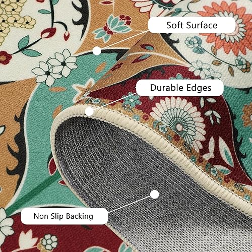 Miniatura 3 de Falflor Juego de 3 tapetes de cocina con diseño de enrejado marroquí, antideslizantes, para el suelo, lavables, alfombras de cocina con patrón