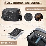 Canvas Sac à caméra DSLR/SLR/Mirrorless Sacs à Sling Camera Cross-Body Case, Sac à épaule compacte pour les photographes avec housse de pluie Sacs pour hommes et femmes, Noir