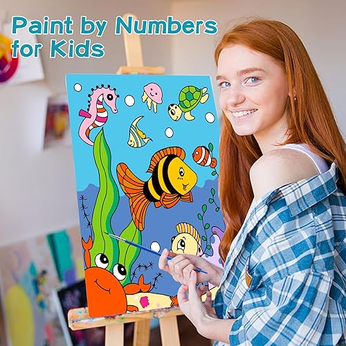 Miniatura 41 de Volmop Paquete de 3 pinturas por números para niños de 8 a 12 años, 10 x 8 pulgadas, lienzo enmarcado con 17 pinturas acrílicas y 6 pinceles Fox