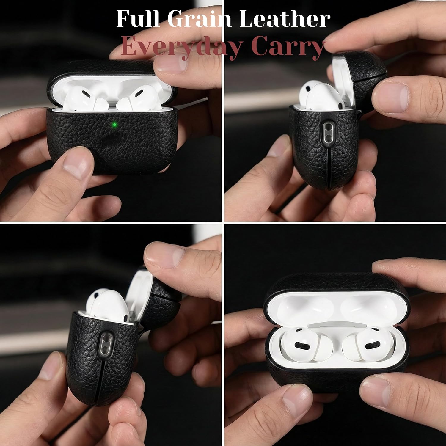 BLACKBROOK Leather Case for AirPods Pro 3, Taylor Handcrafted Full Grain Leather Cover, Wireless Charging Ready, Protective & Secure Snap Fit, Visible Charging Light