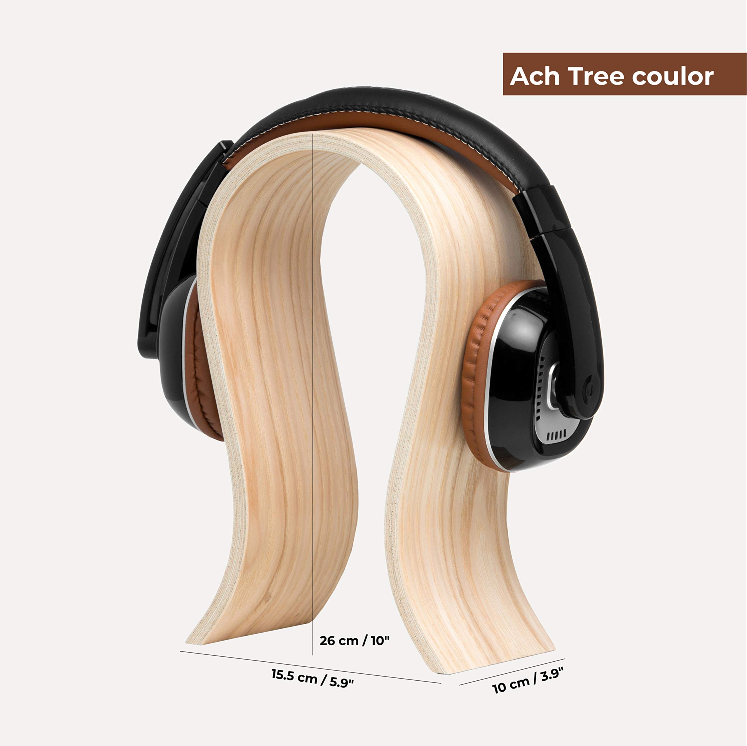 Supporto Per Cuffie In Legno Di Quercia Navaris - Stand Da Tavolo Con Avvolgicavo, 26x16x7,5 Cm - Foto 11