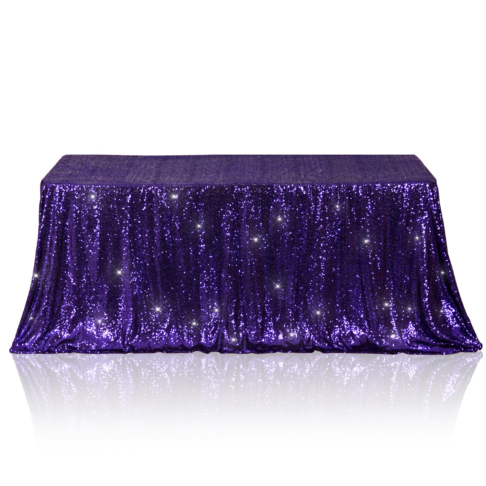 3E Home 152x260cm(60x102 inches) Purple Sequin Tablecloth Rectangle Table Cover Wedding Party Banquet CZ04