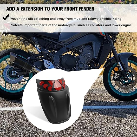 CHIFUN Front Fender Mudguard Extender Wheel Cover Splash Guard Extension Replacement for Yamaha MT-09 MT09 2021-2024 MT10 FZ10 YZF R6 R1 TRACER 9 GT XSR900 XSR900GP Motorcycle Dust Guards Accessories