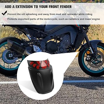 CHIFUN Front Fender Mudguard Extender Wheel Cover Splash Guard Extension Replacement for Yamaha MT-09 MT09 2021-2024 MT10 FZ10 YZF R6 R1 TRACER 9 GT XSR900 XSR900GP Motorcycle Dust Guards Accessories