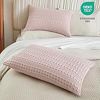 Vista 190 de PHF Fundas de almohada 100% algodón con tejido de gofre de 24 x 24 pulgadas, paquete de 2 fundas cuadradas para decoración elegante del hogar, sin
