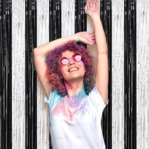 Miniatura 249 de Cortinas de fondo de flecos de papel de aluminio para fiestas, 3 piezas, 39.6 x 98.4 pulgadas, azul retro 48 Retro Azul,03 Rosa,04 Rosa