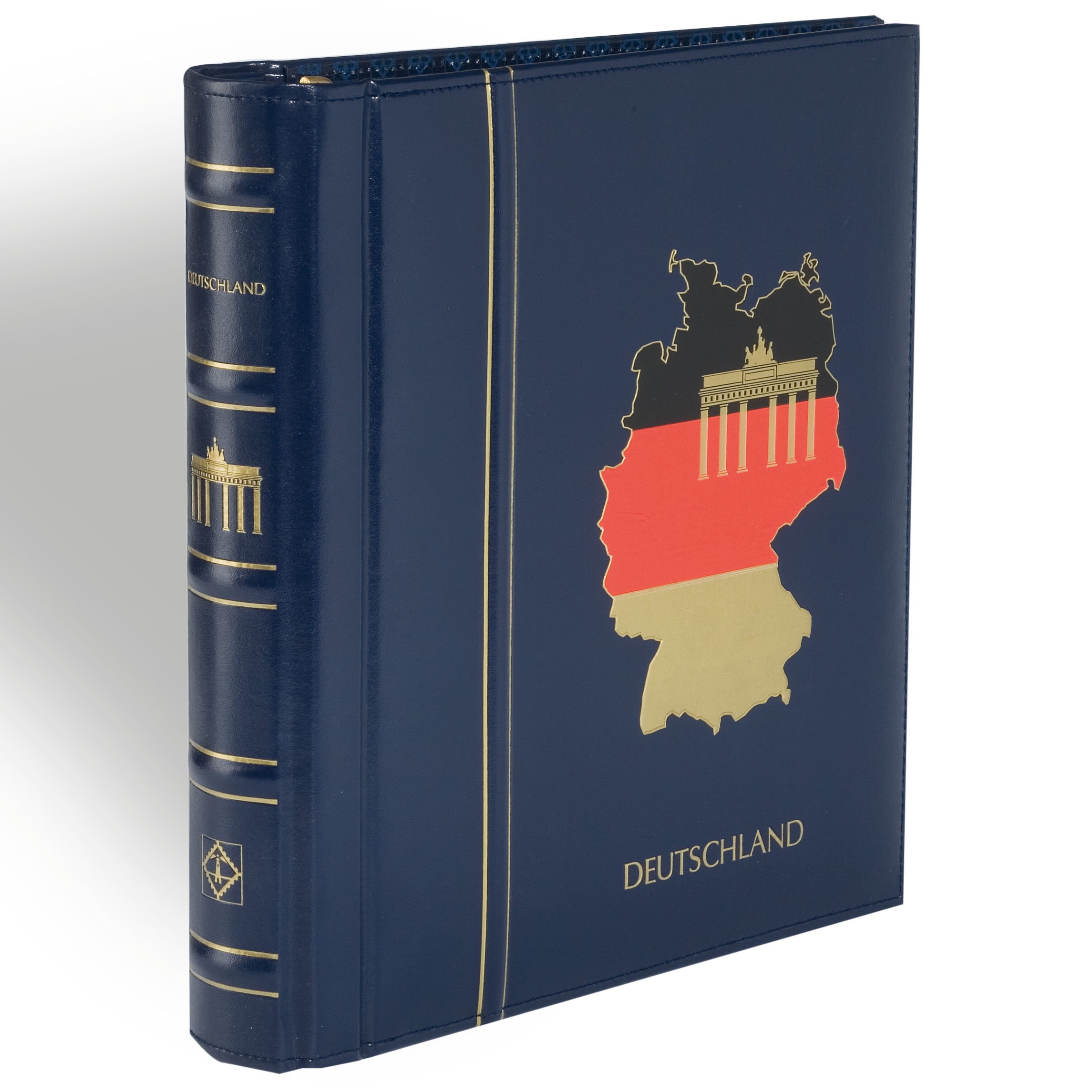 Leuchtturm 329746 Raccoglitore a Barra elicoidale DP Perfetto per francobolli, Design Classico, Germania in Rilievo incl. Custodia Protettiva Blu