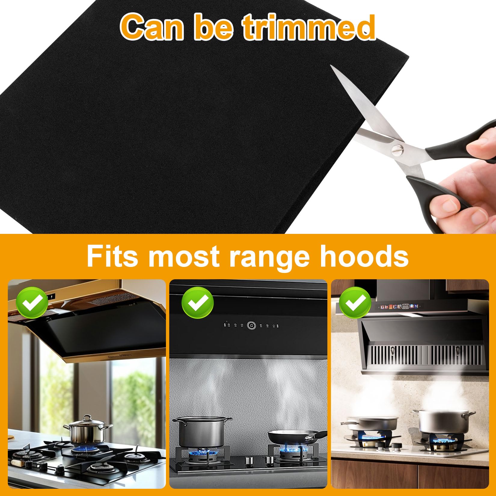 2 Stück Dunstabzugshaube Filter Aktivkohlefilter Dunstabzugshauben Abzugshaube Filtermatte Zuschneidbar für zuverlässige Geruchs Fettabsorption(57x47 cm) - 5