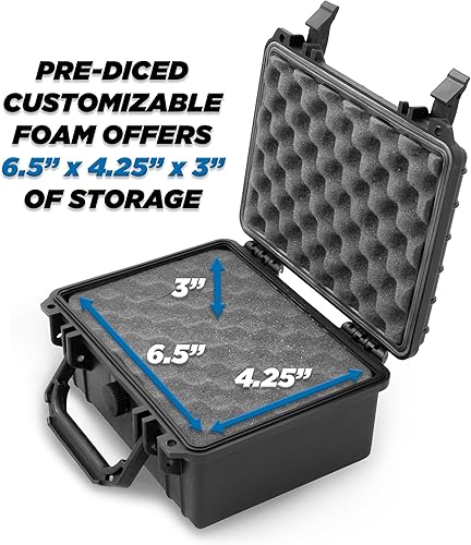 Miniatura 3 de CASEMATIX Funda rígida impermeable de 9 pulgadas con espuma personalizable para electrónica portátil, herramientas y accesorios, funda de plástico