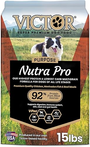 VICTOR Alimento súper premium para perros Purpose Nutra Pro Sin gluten, croquetas secas altas en proteínas y bajas en carbohidratos para perros