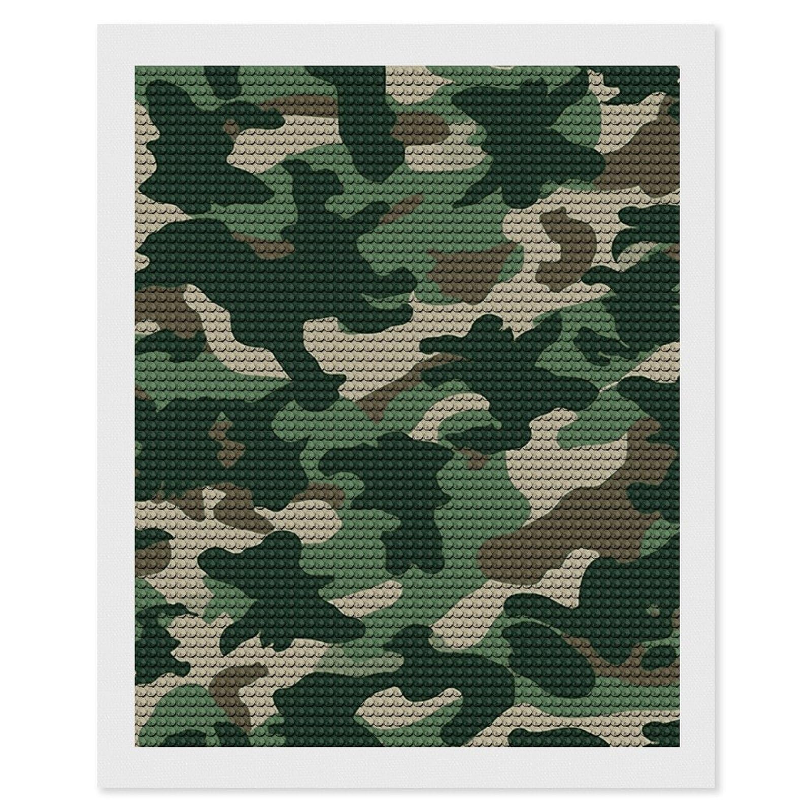 DWVTSLH Camouflage Green Diamond Painting Kits for Adults, Personalized Diamond Photo Art Full Drill, DIY 5D Diamond Art Painting Kits for Beginners, Home Wall Decor 16"x20"
