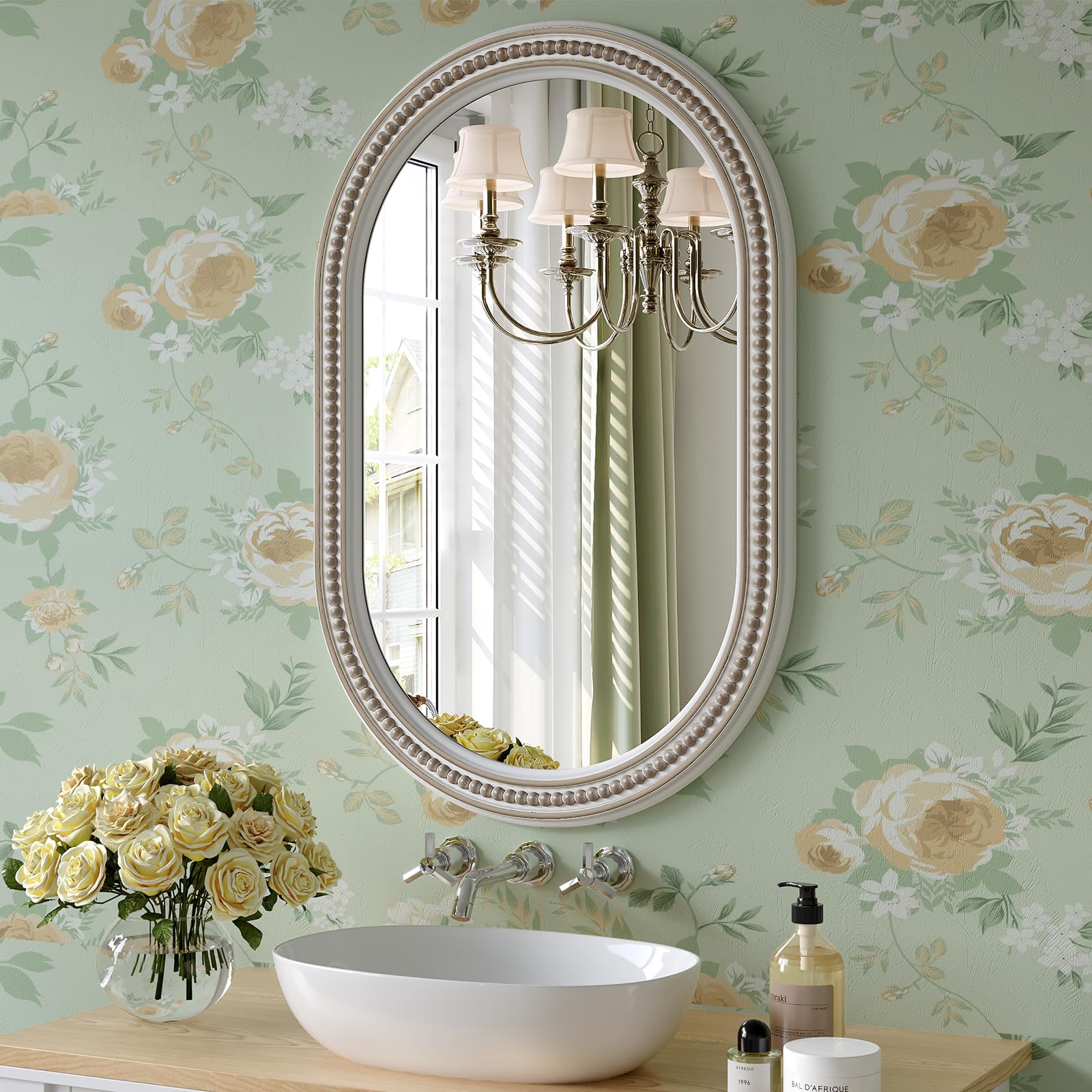 Farmhouse Oval Bathroom Boho Wall Mirror 20 x 30 Antique Oval Bathroom Mirrors Over Sink Wooden Wall Mirror