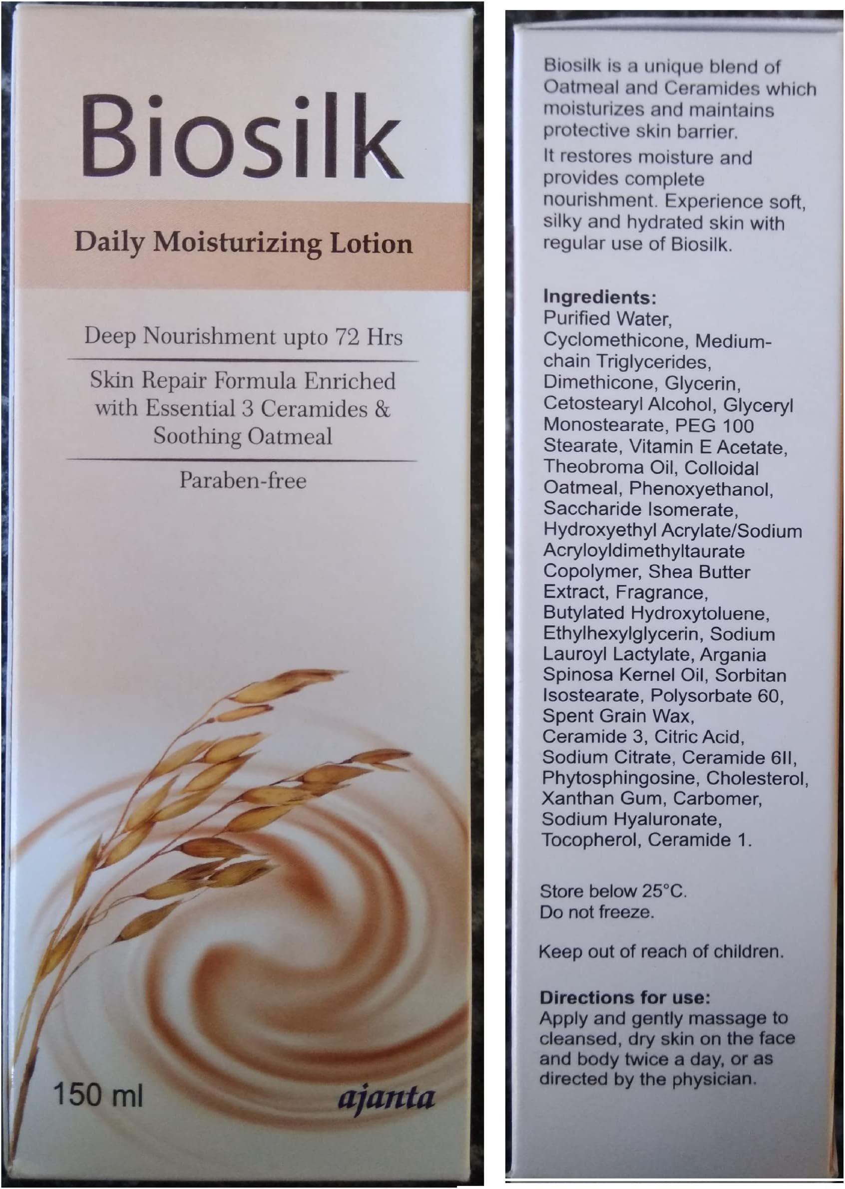 OPERIO BIO-SILK MOISTURIZING UNIQUE BLEND OF OATMEAL & CERAMIDES LOTION 150ML