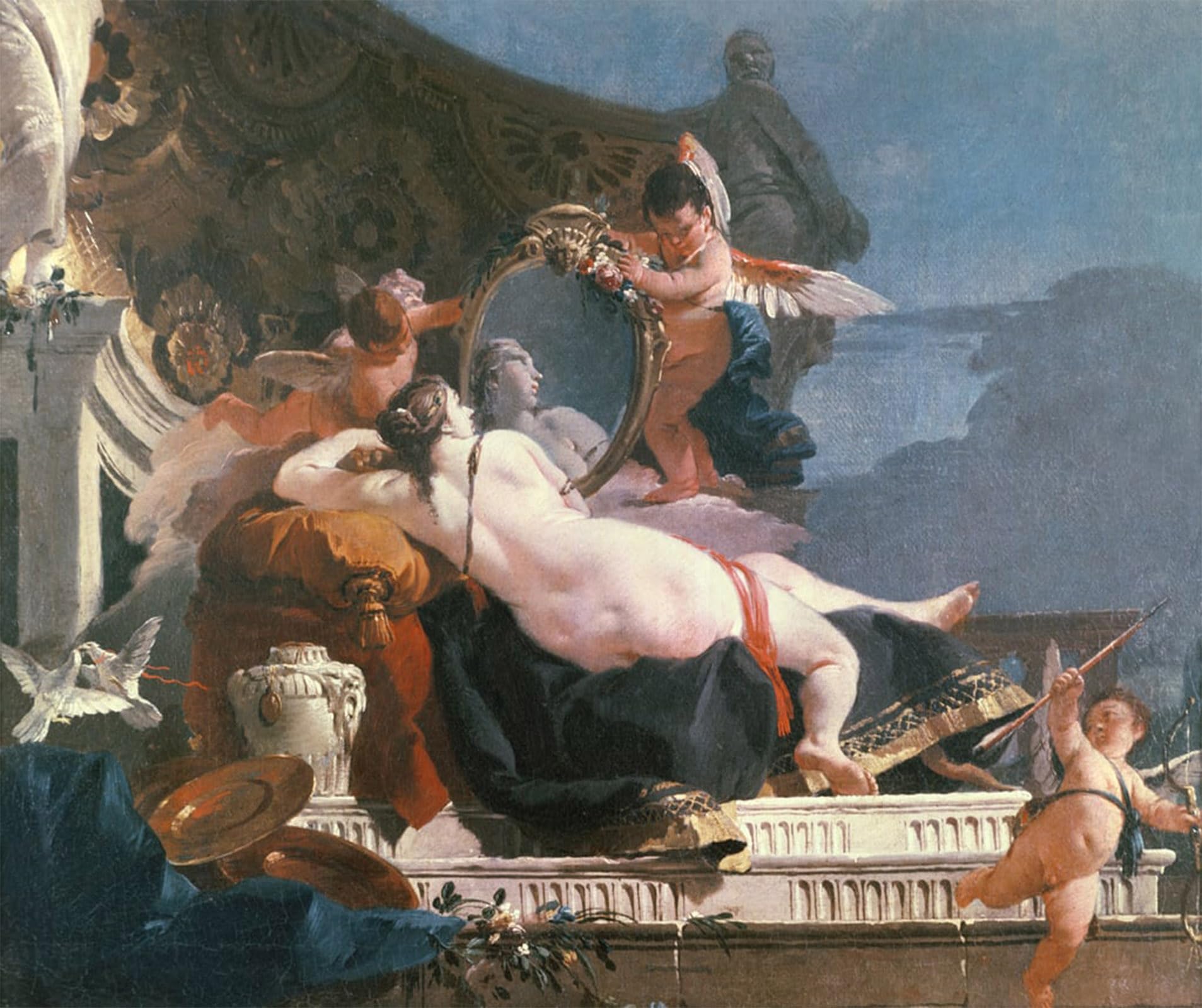 POSTERIIk Famous Modern Artwork Art Mural Venus with a Mirror by Battista Tiepolo Oil Paintings Pictures for Home Decor 60x90cm
