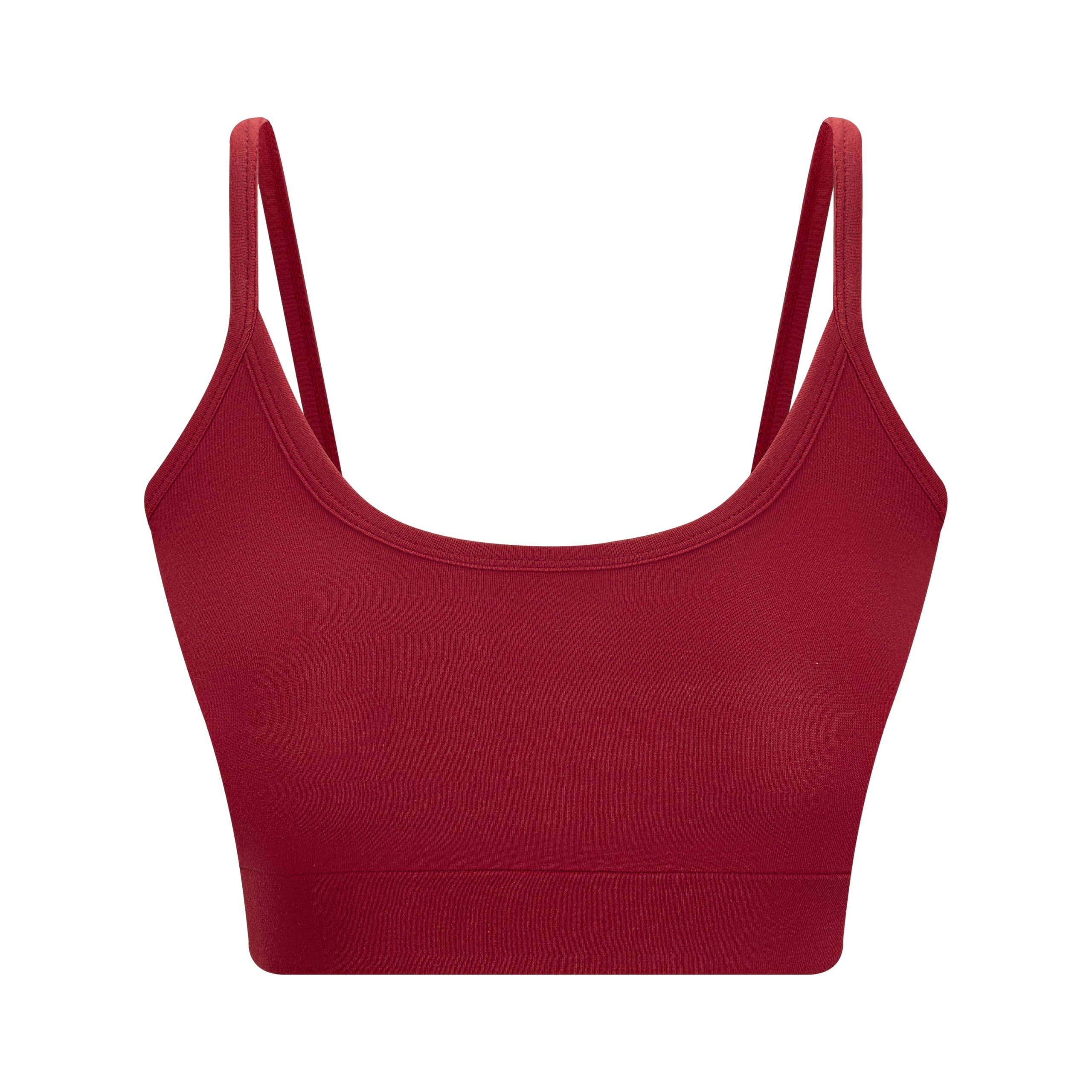 Albero Natur Women's Red Organic Cotton Gots Certified Bustier - Soft Elastic Sports Bra, M