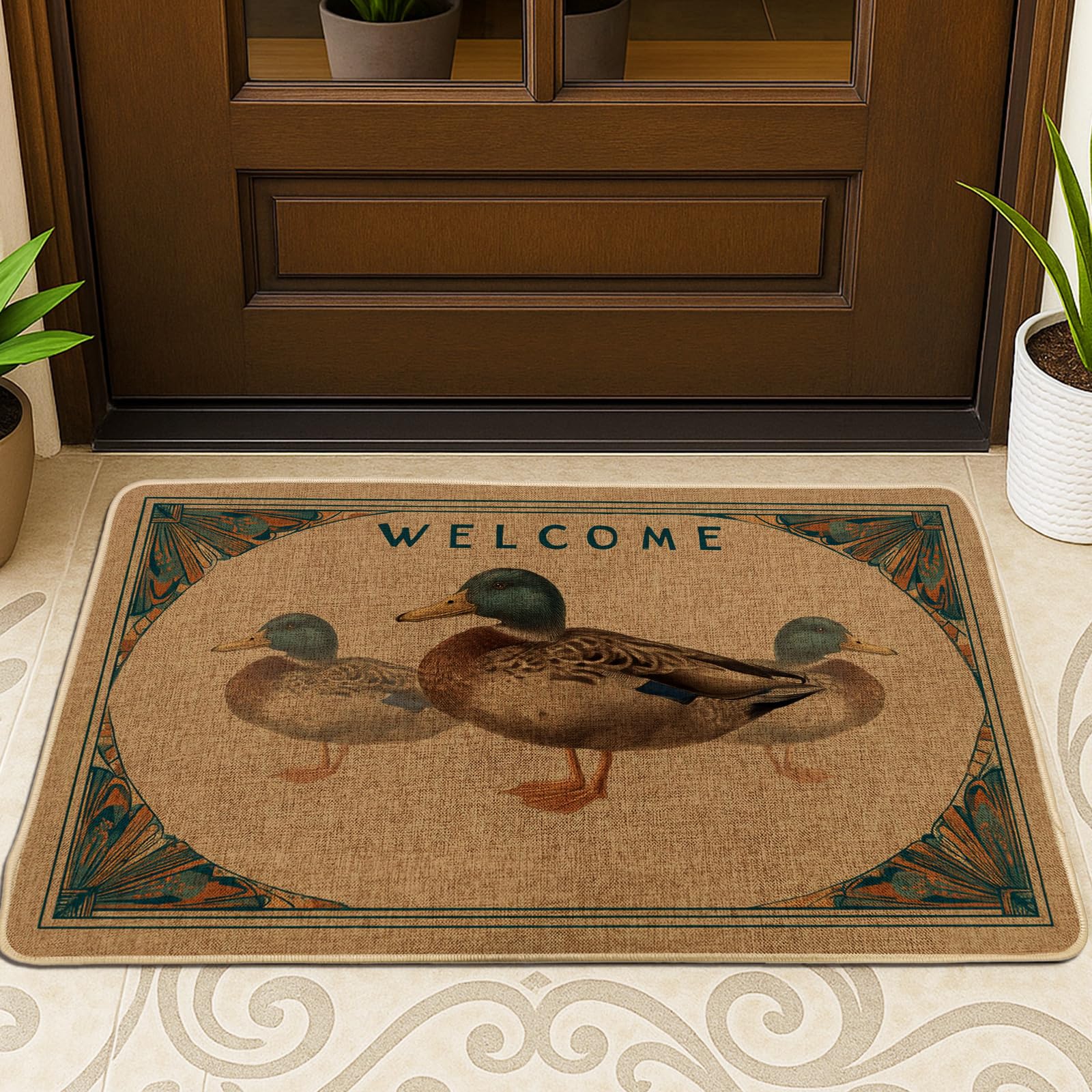 Paillasson Mallard Duck beige haute résistance 73x43cm tapis durable entrée
