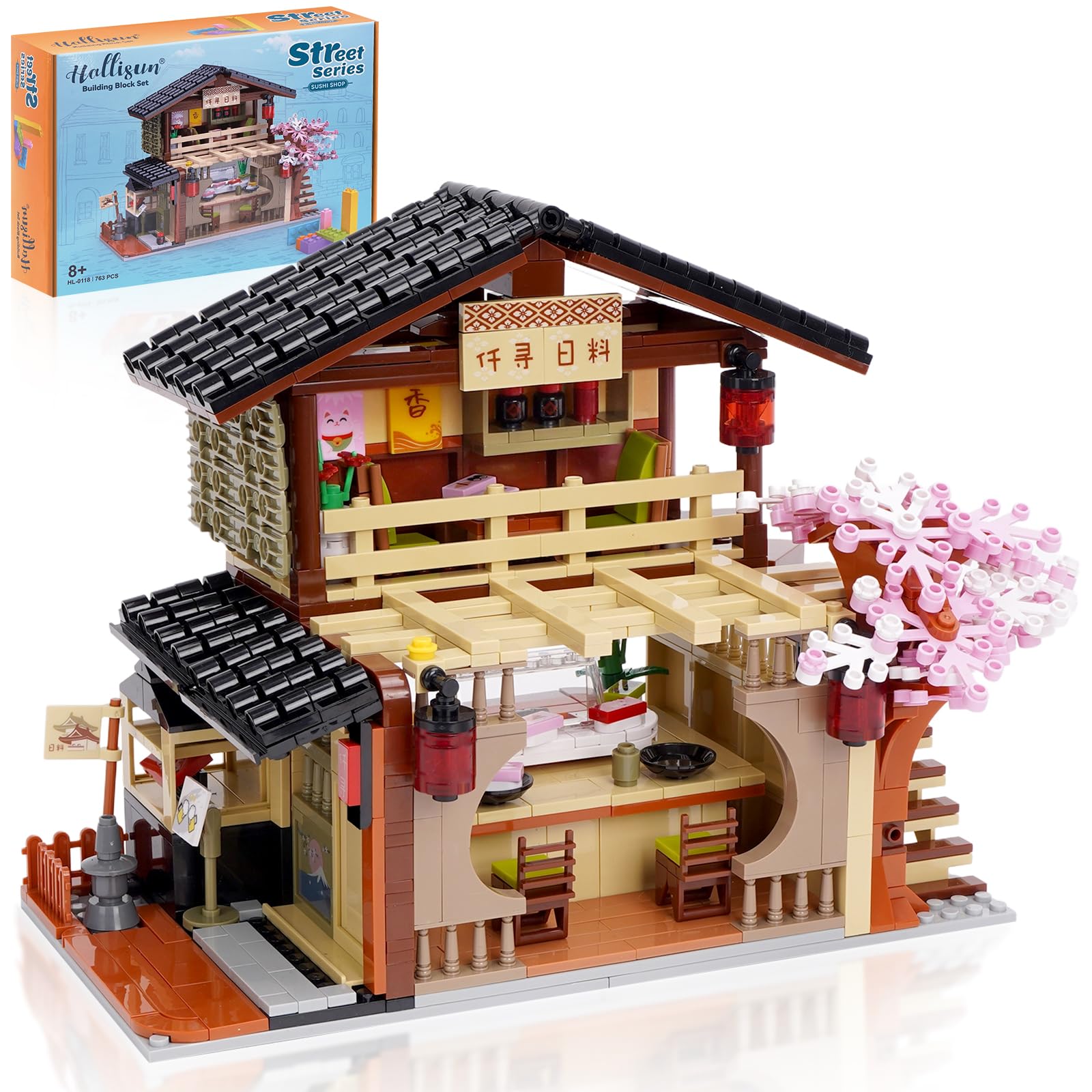 Amazon.com: Hallisun Toy Building Block, Japanese Sushi Shop Model