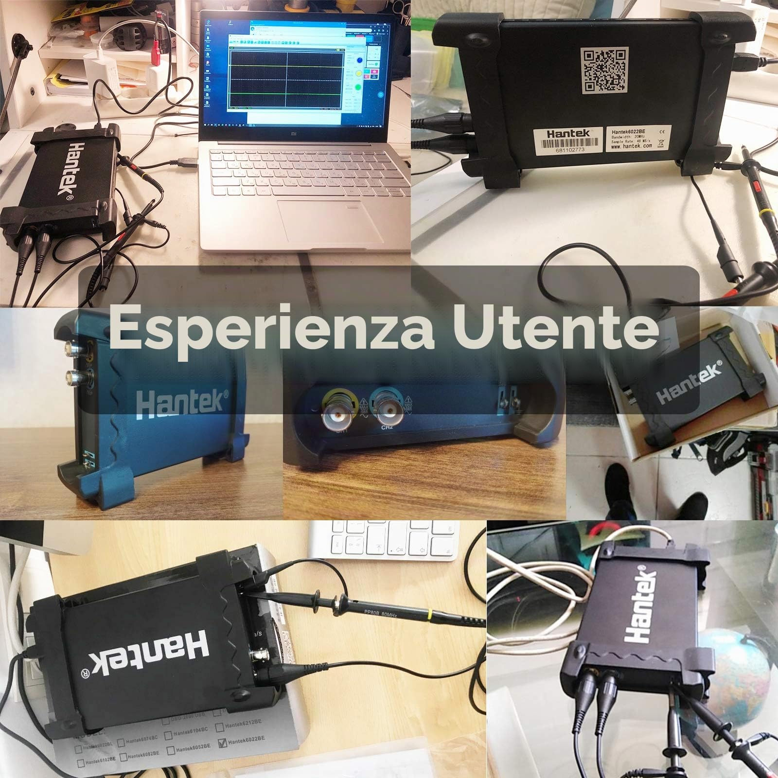 Hantek 6022BE oscilloscopio con memoria digitale modello 6022BE, a due canali, USB, 20 MHz, basato su pc, 48 MSa/s