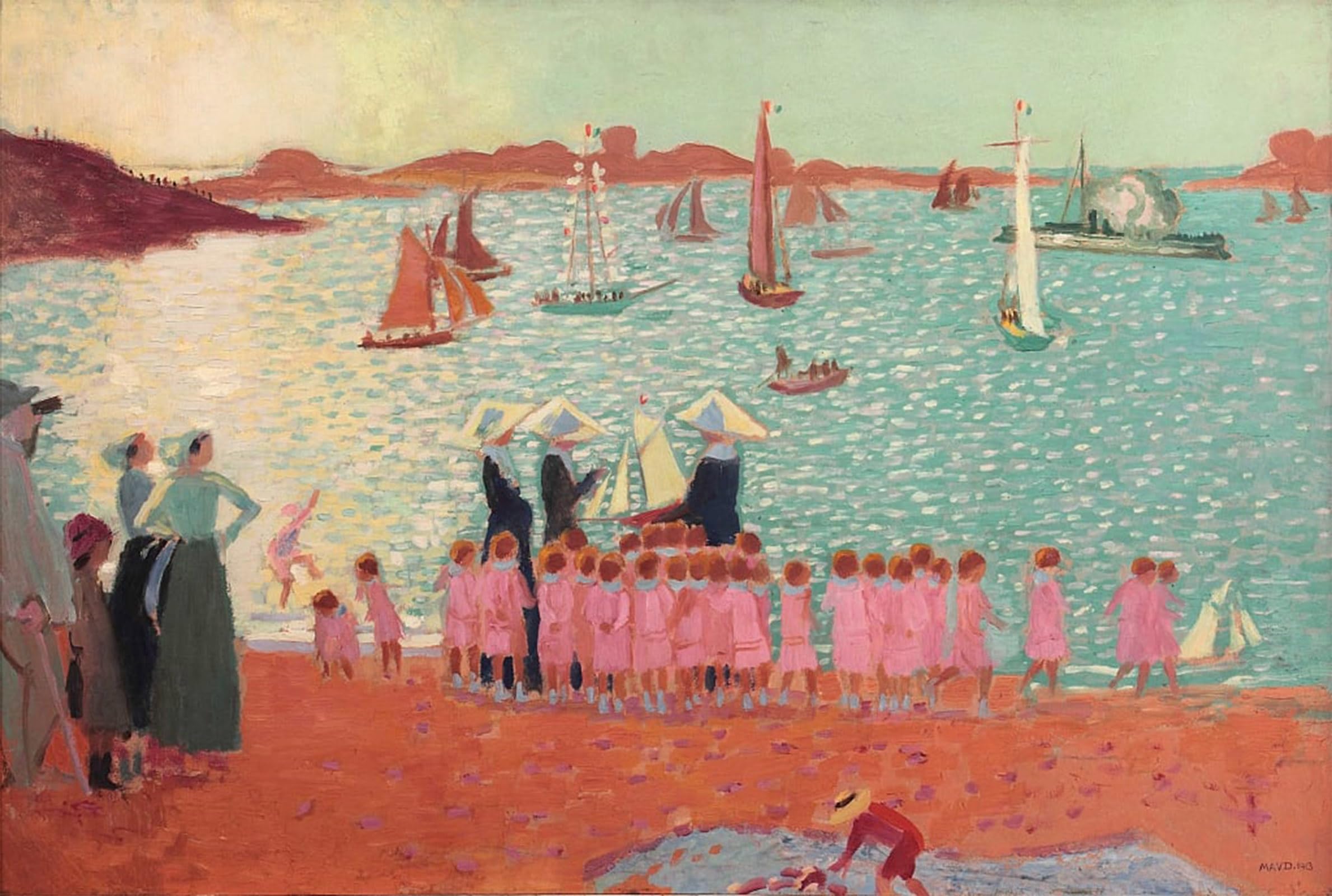 ARTXLXXBN Famous Print Painting Colorful Art Print the Summer Camp by Maurice Denis Canvas Art Decorations for Home Decor 60x90cm