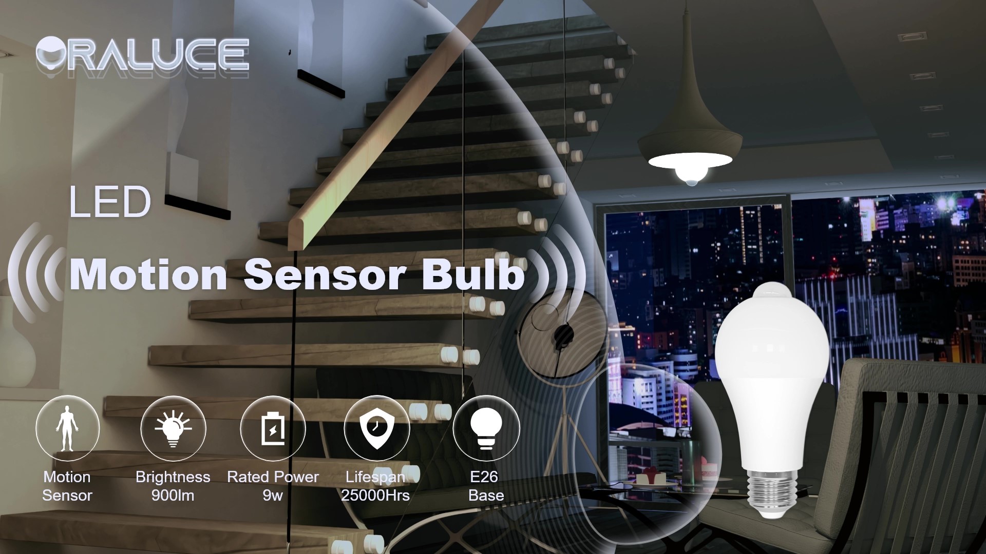 USA1 LEDライト付き Amazon.com: ORALUCE Motion Sensor Light Bulbs Indoor Outdoor 60