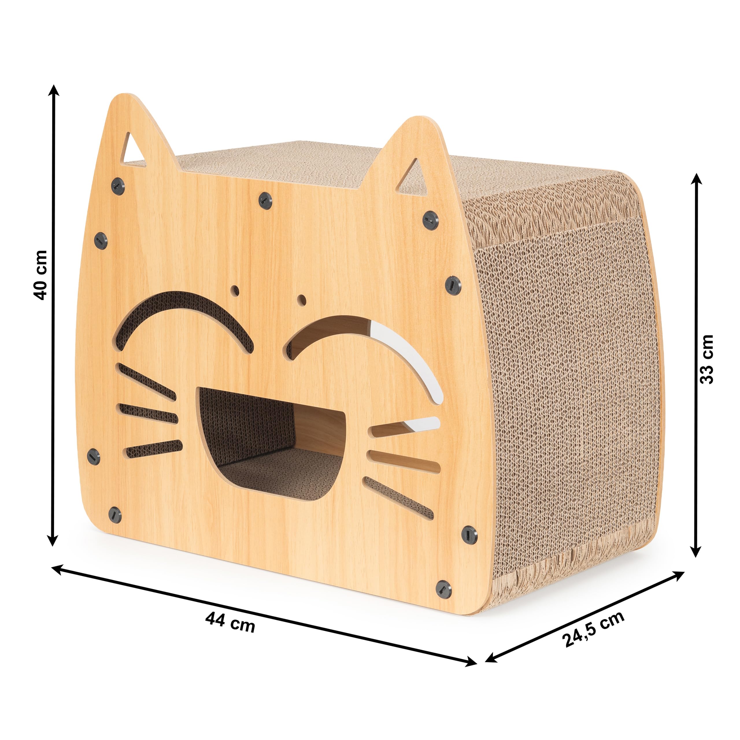 COIL Tonneau à chat, niche pour chat, arbre à chat, lit pour chat, lit pour chat, lit respectueux de l'environnement, carton à griffer, MDF (hauteur : 40 cm)