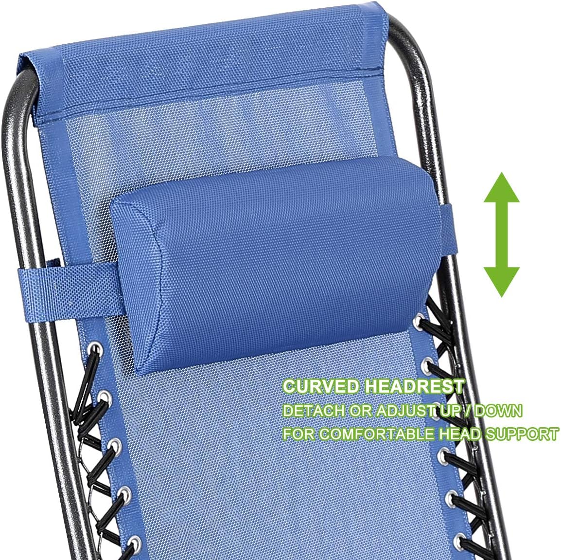 Set of 2 Zero Gravity Lounge Chair Recliners Steel Mesh Fabric Outdoor Folding Chair w/Footrest, Adjustable, Pillow and Tray, Black