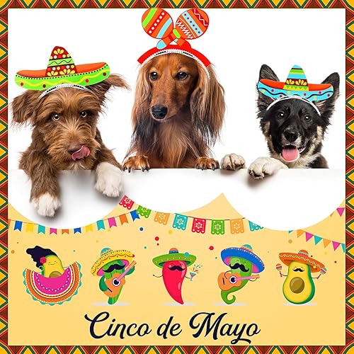 Miniatura 6 de Yunlly 60 sombreros de fiesta a granel Cinco De Mayo Sombreros Diademas 10 Estilos Coloridos Taco Diademas de Papel Fiesta Suministros Decoraciones