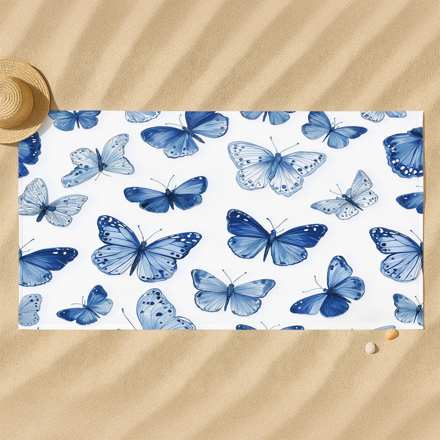 Frisch, Nahtlos, Aquarell Strandtuch 200 x 145 cm – Saugfähiges Schnelltrocknendes Strandtuch Schmetterlinge, Flügel, Insekten für Campen, Picknick, Ausflüge
