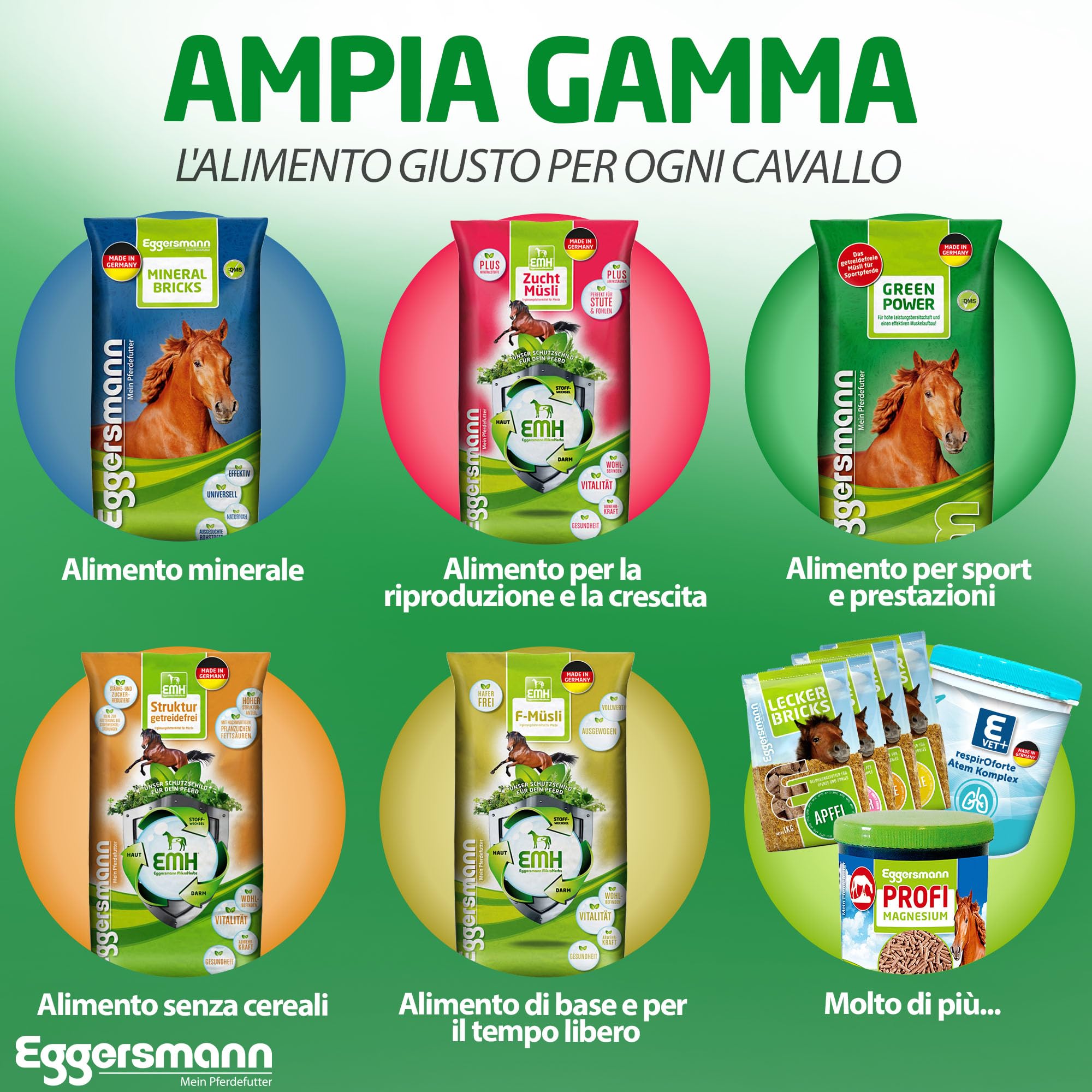 Eggersmann Mein Pferdefutter EMH - Fieno cubes da 20 kg – Mangime grezzo in fieno essiccato al sole ideale come ricambio completo per cavalli e pony, ideale per problemi dentali, produzione tedesca