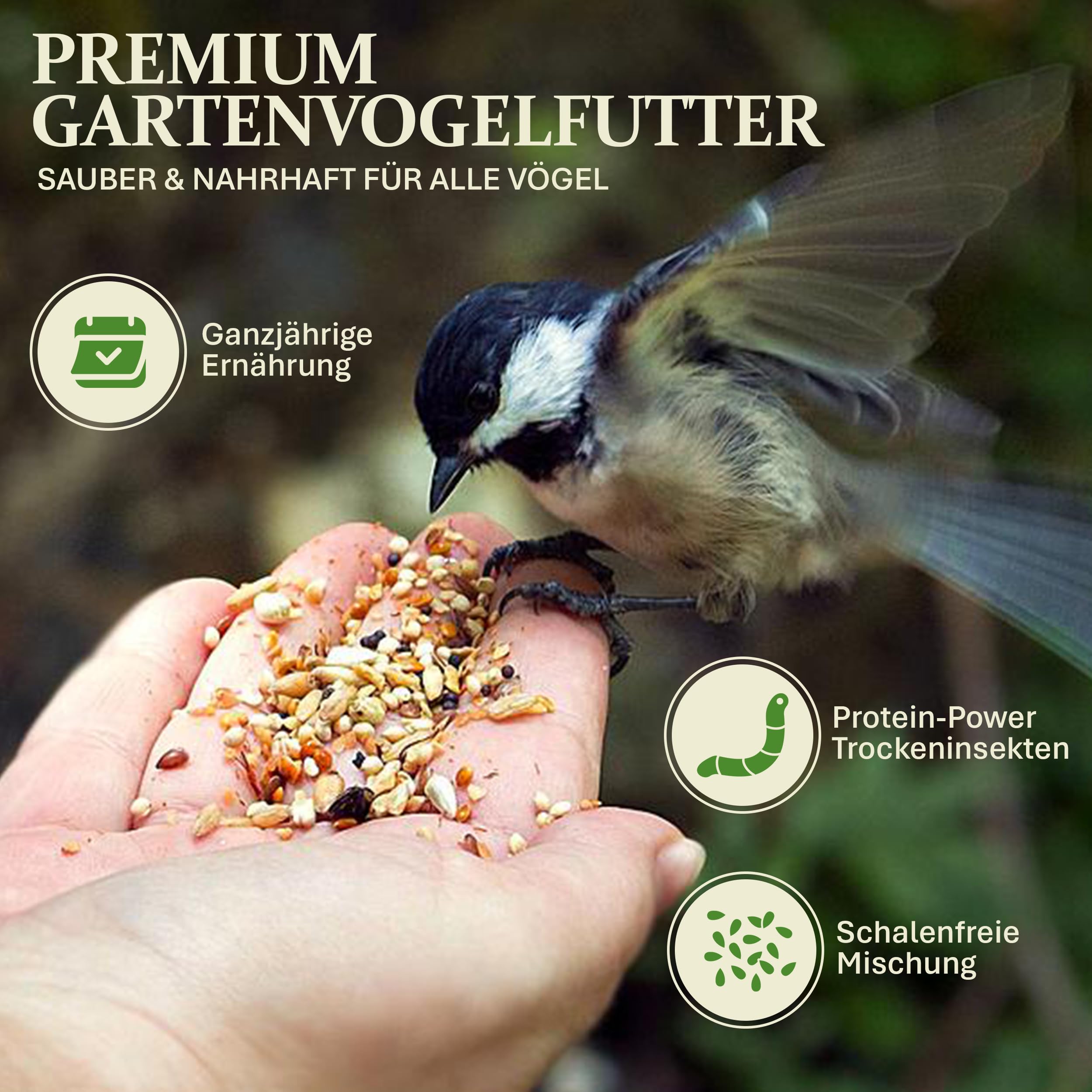 Comida para pájaros de jardín de 10 kg, alimento para pájaros, Frutos Secos para Aves Silvestres, pienso para pájaros, Semillas de Girasol, alimento para pájaros, Insectos, Aves de