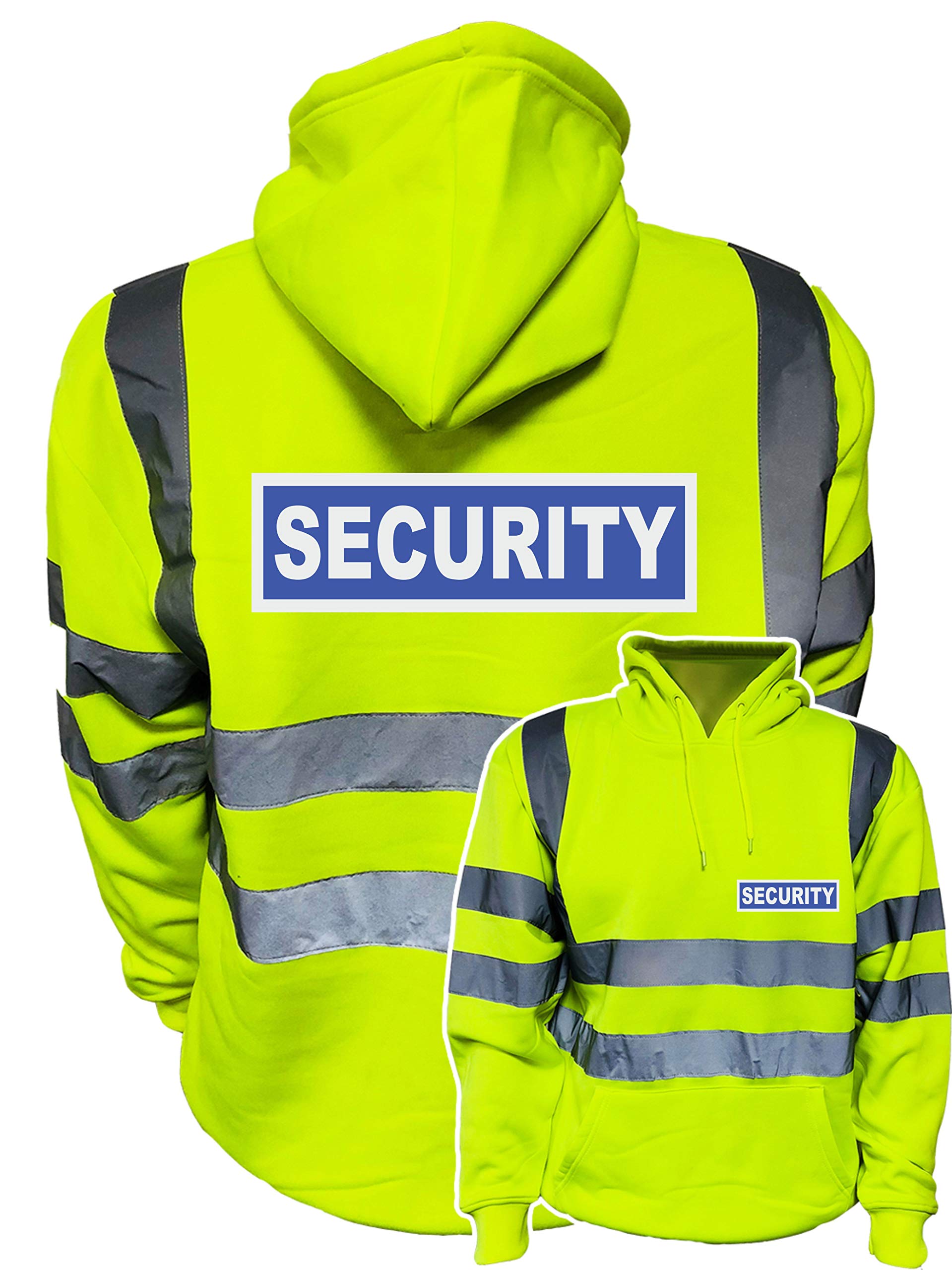 Security Badge Yellow Hi Vis Hoodie Pullover, Conforms to EN20471 Class 3 High Visibility, By Brook Hi Vis, XXLarge